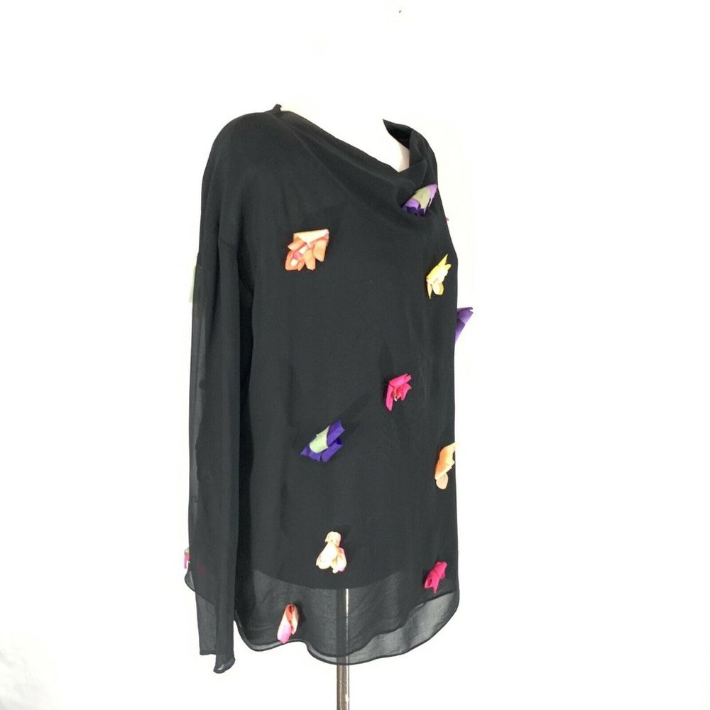 💐 Dolce & Gabbana Silk Floral Appliqué Blouse Top
